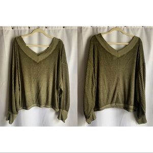 Free People South Side Thermal Top - Moss color